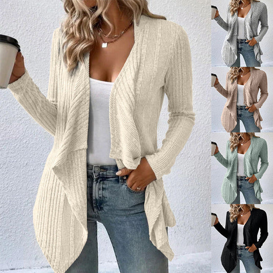 Women's casual cardigan with asymmetrical hem and open design NOVAE