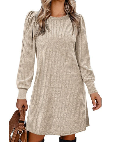 Women's sweater dress with ruffle details and side pockets NOVAE