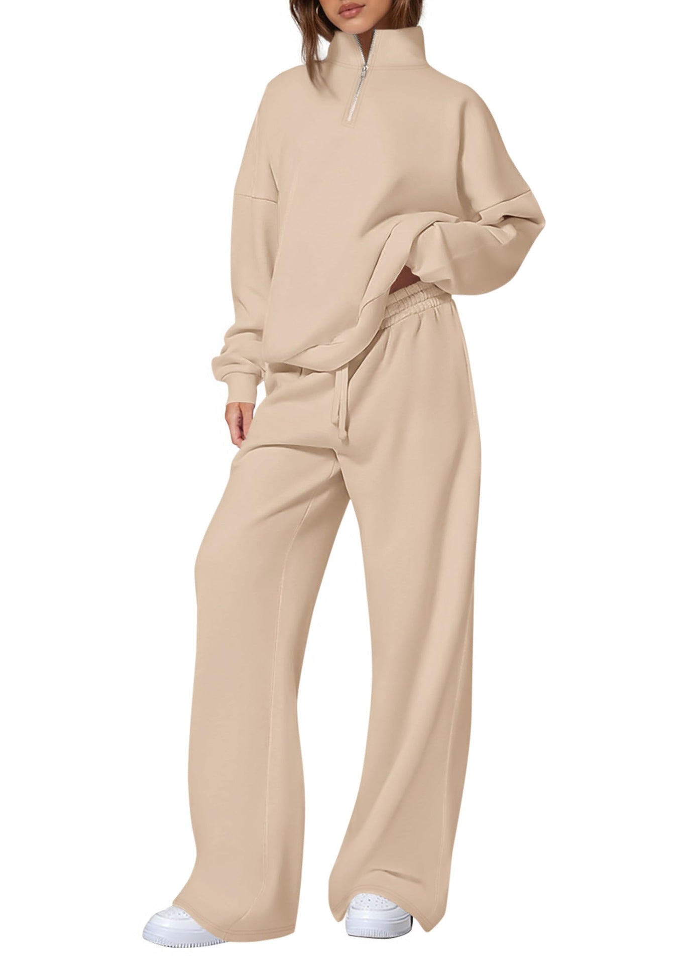 Women's casual sweatpants set with stand-up collar and zipper NOVAE