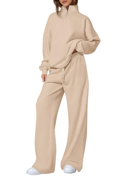 Women's casual sweatpants set with stand-up collar and zipper NOVAE