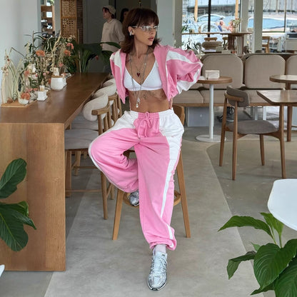 Women's casual tracksuit with hooded jacket and wide-legged jogging pants NOVAE