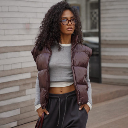 Women's quilted vest with high collar and practical zipper NOVAE