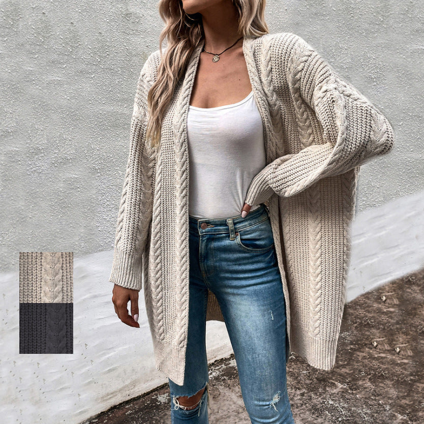 Women's chunky knit cardigan with a wide cut and textured look NOVAE