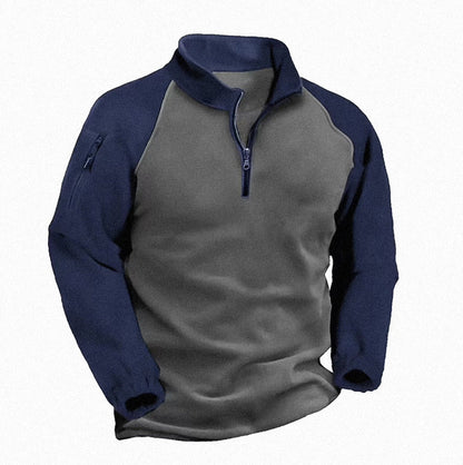 Men's fleece pullover with high collar and stand-up collar NOVAE