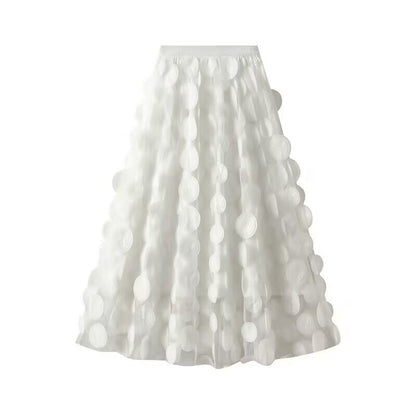 Women's Elegant Tulle Skirt with 3D Floral Appliqués NOVAE