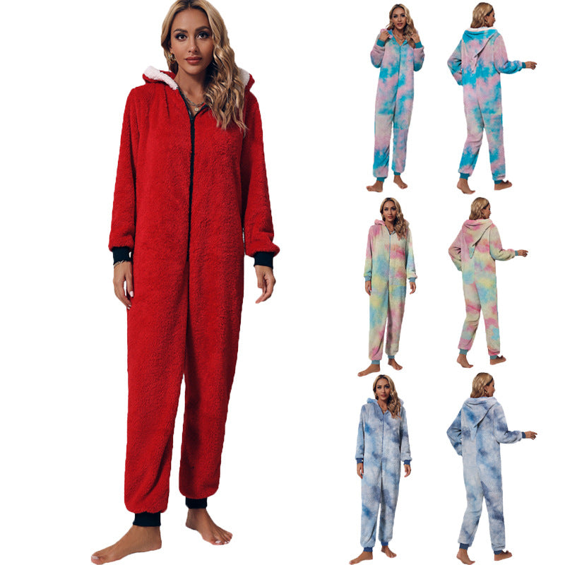 Women's Cozy Onesie with Hood and Zipper NOVAE