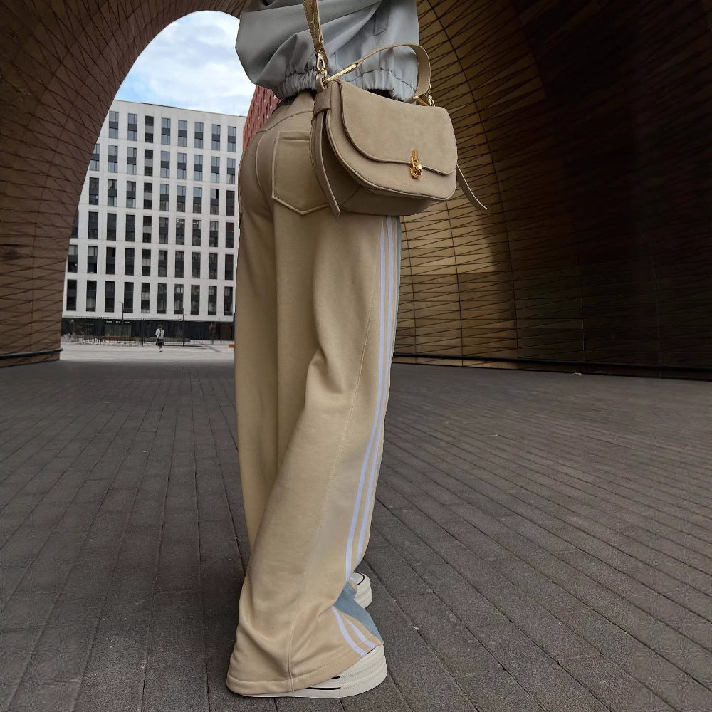 Women's casual high-waisted trousers with striped design NOVAE