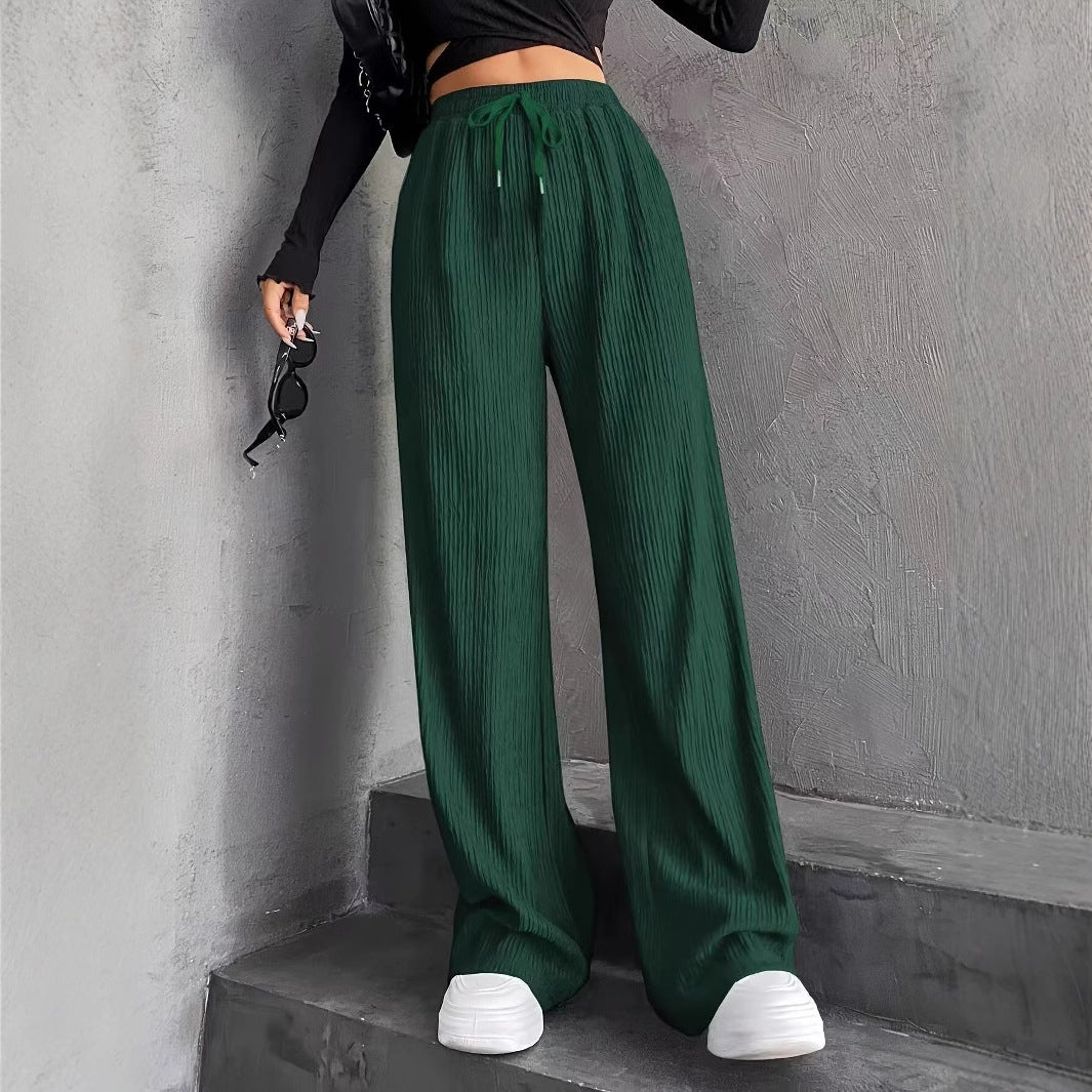 Women's wide pleated trousers with elasticated waistband NOVAE