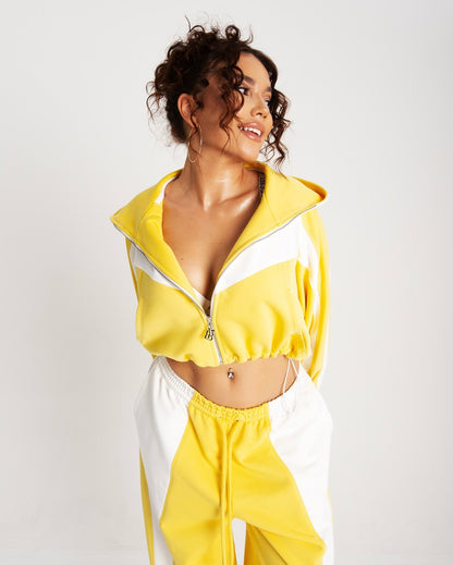 Women's cropped sports jacket with high collar and elasticated waistband NOVAE