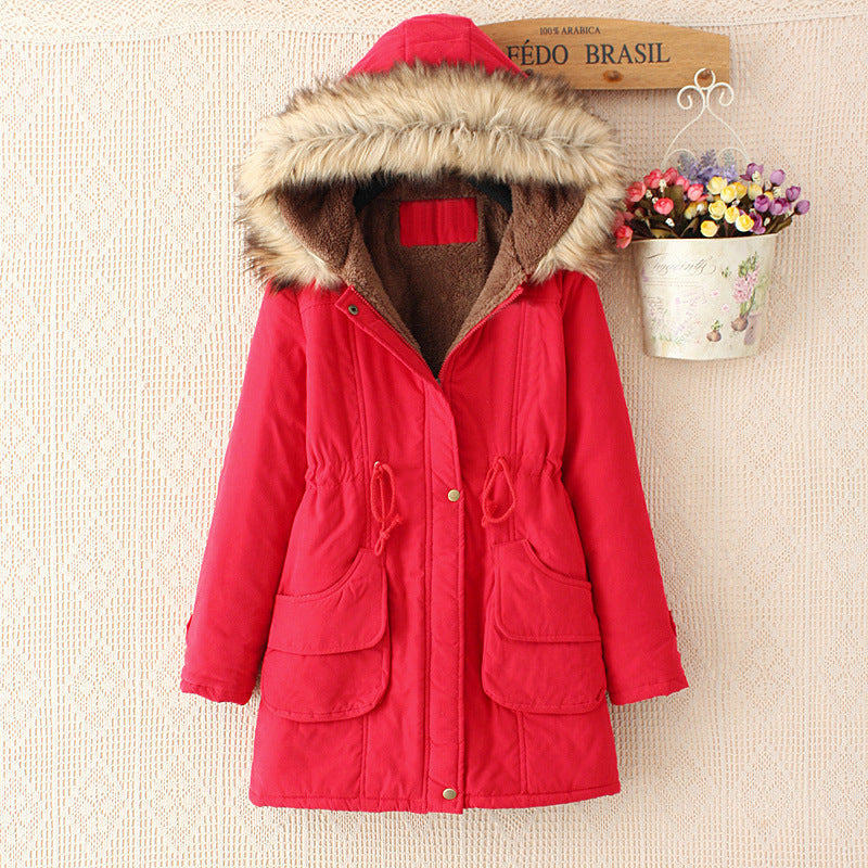 Women's lined parka jacket with detachable faux fur collar and practical pockets NOVAE