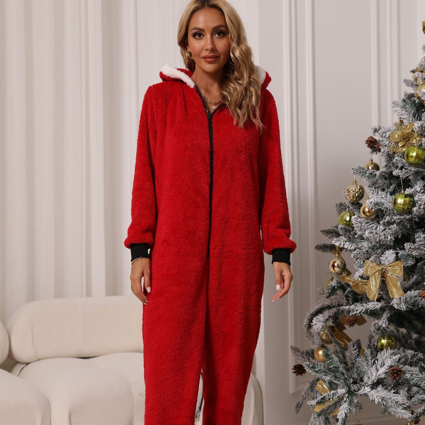 Women's Cozy Onesie with Hood and Zipper NOVAE