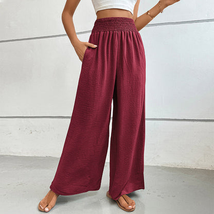 Women's wide-leg summer trousers with elasticated waistband NOVAE