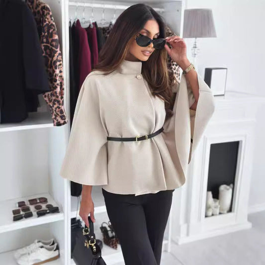 Women's Elegant Shawl Tunic with Waist Belt and Wide Sleeves NOVAE