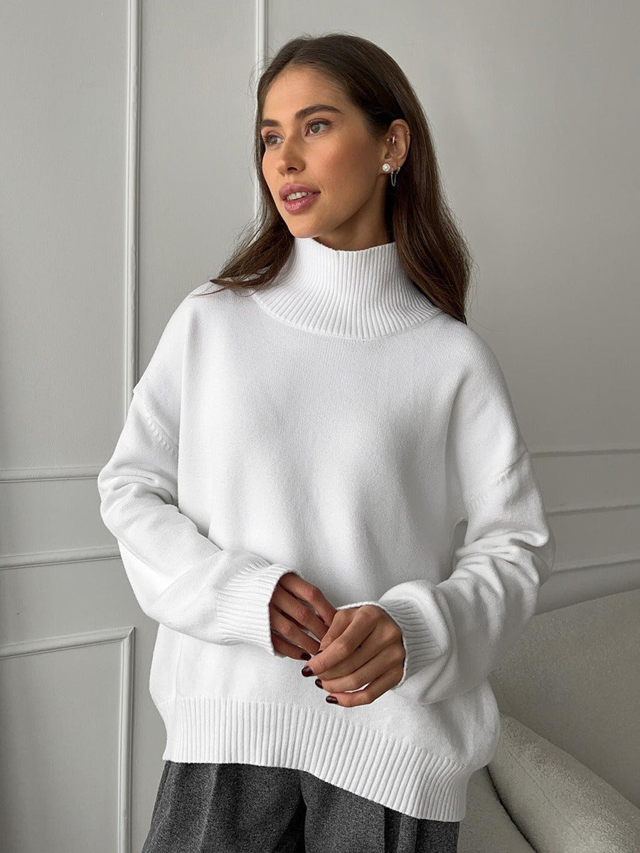 Women's sweater with high-closing collar and relaxed fit NOVAE