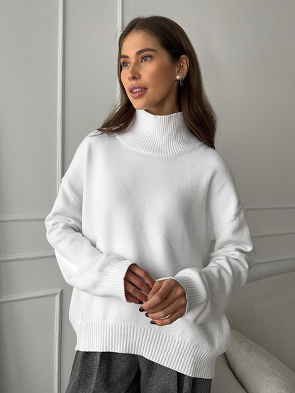 Women's sweater with high-closing collar and relaxed fit NOVAE