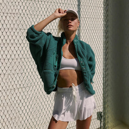 Women's sporty fleece jacket with practical pockets NOVAE