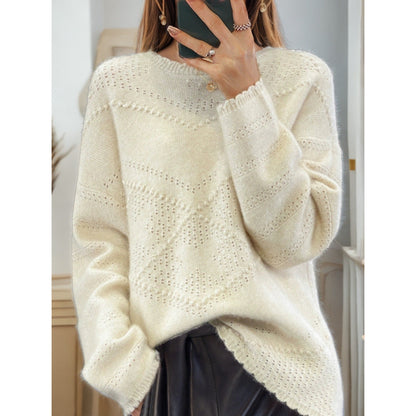 Women's soft knit sweater with sophisticated textured patterns and a relaxed fit NOVAE