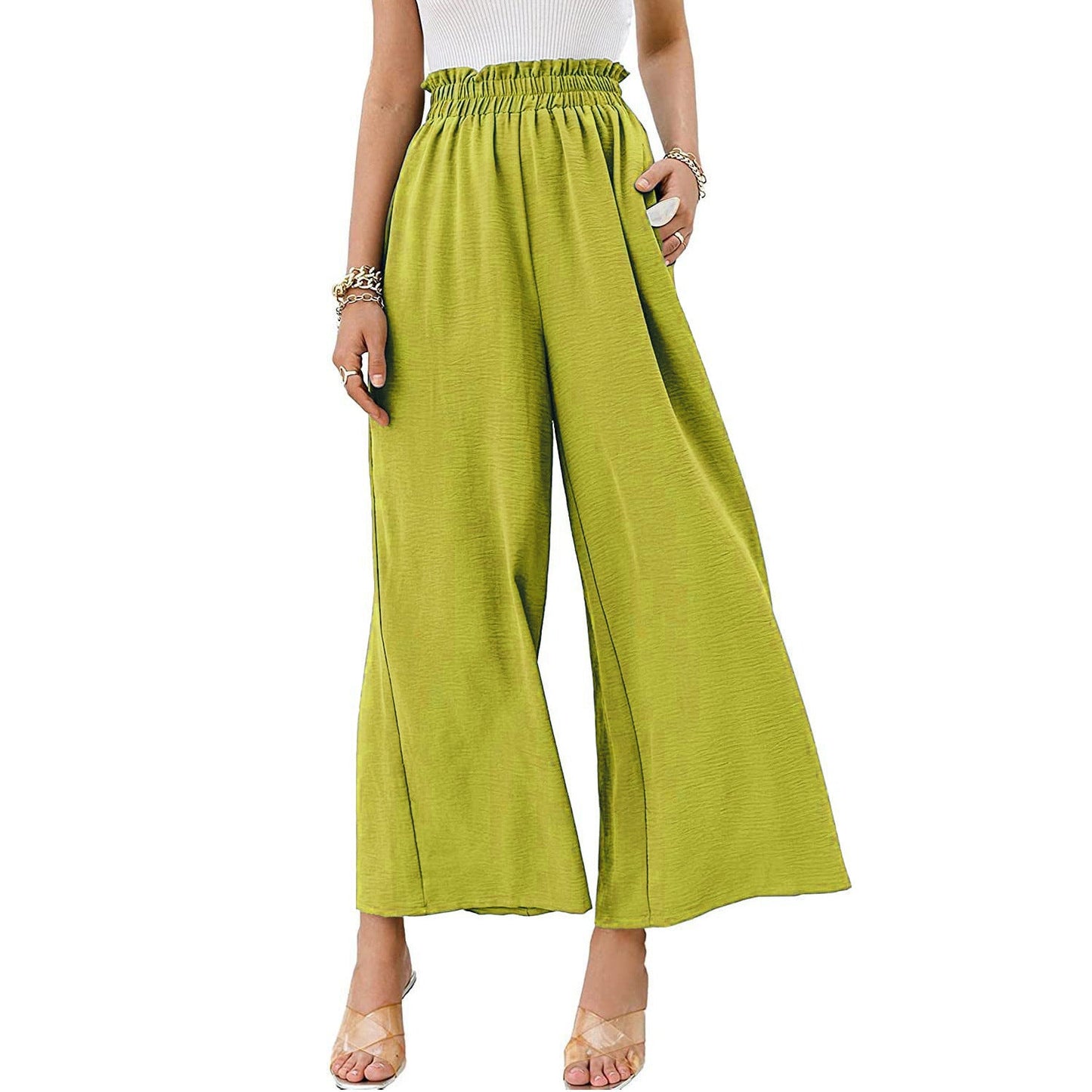 Women's Wide Palazzo Trousers with Elastic Waistband NOVAE