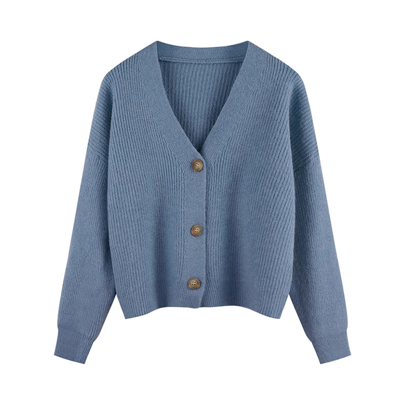 Women's cardigan with V-neck and high-quality button details NOVAE