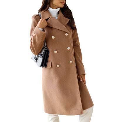 Women's elegant and timeless wool coat with double button placket NOVAE