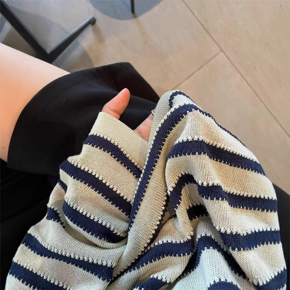 Women's fashionable knit sweater with a nautical stripe pattern and a relaxed fit NOVAE