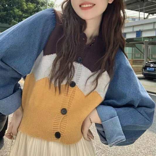 Women's trendy cardigan with modern color accents NOVAE