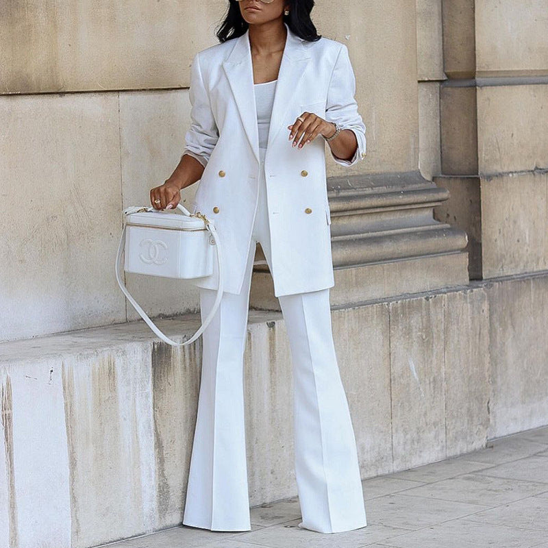 Women's elegant wide-leg blazer set with waist belt NOVAE