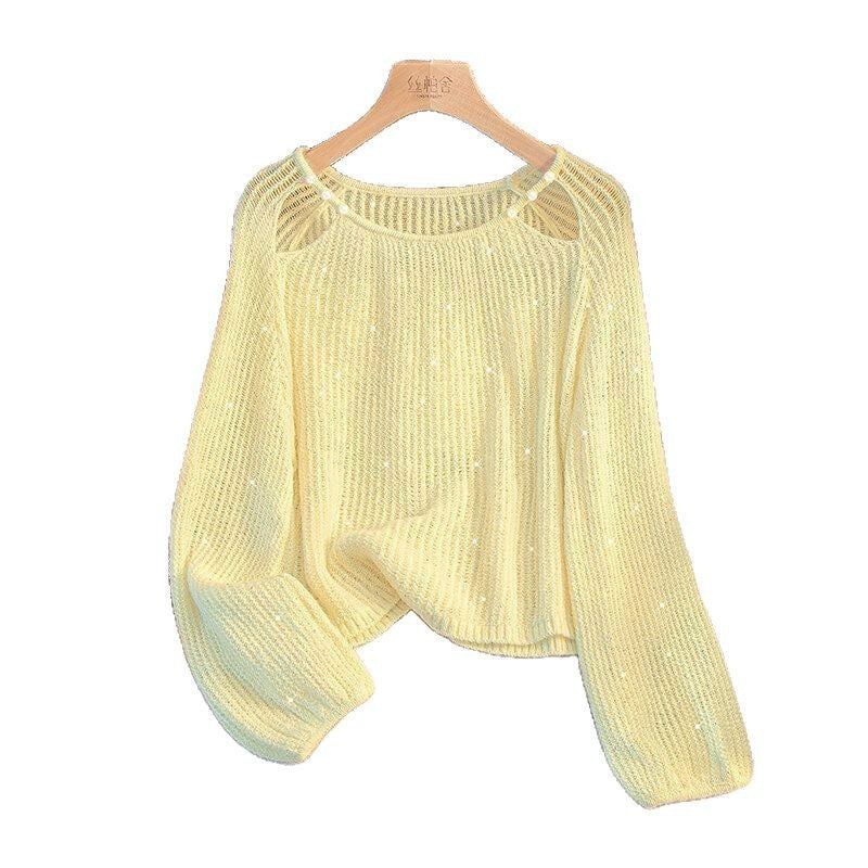 Women's casual pullover with off-the-shoulder design and sparkling details NOVAE