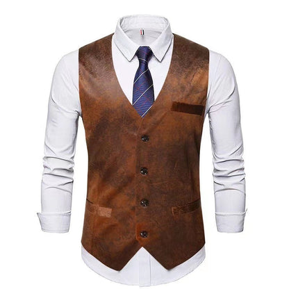 Men's stylish vest with leather accents and practical pockets NOVAE