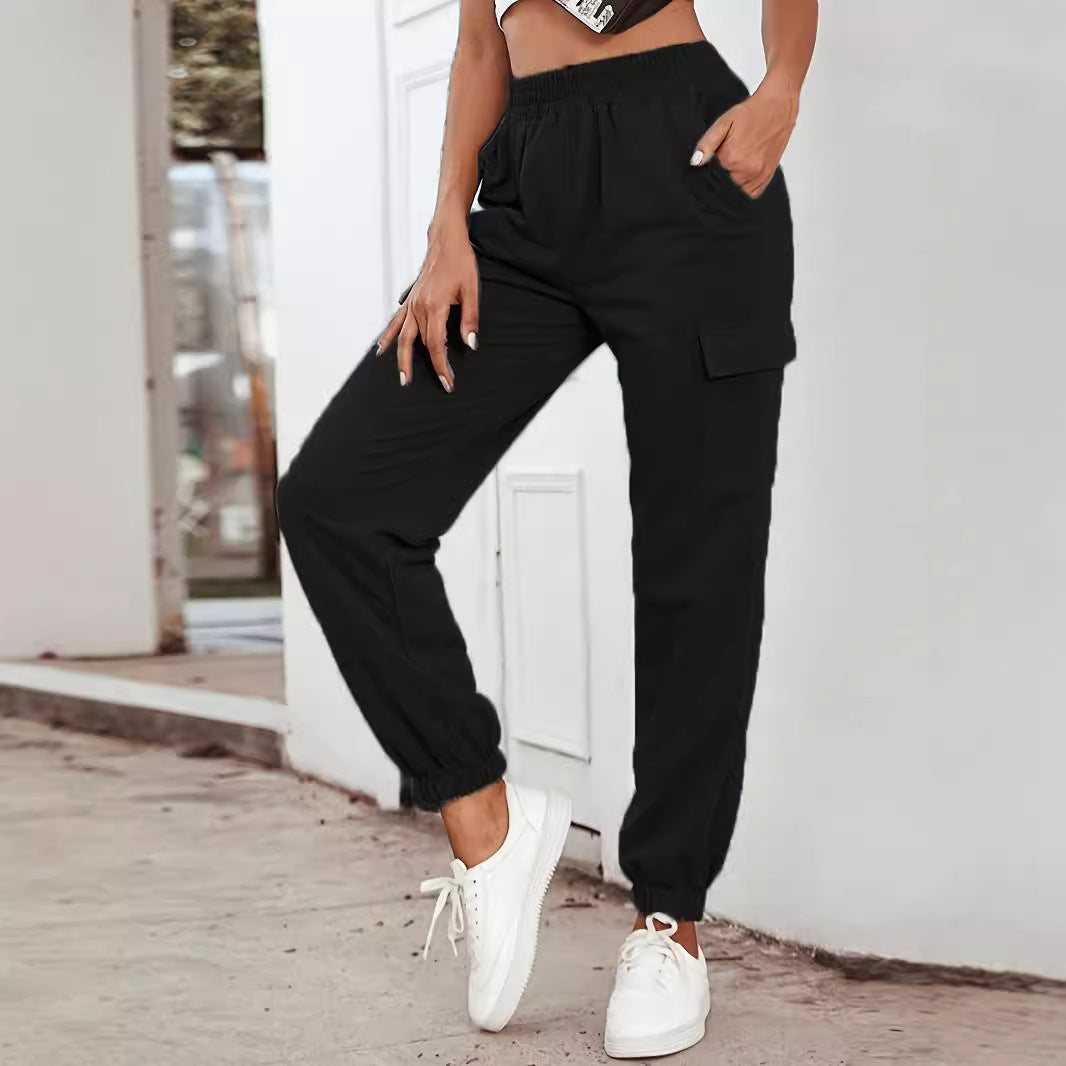 Women's cargo trousers with elasticated waistband and practical pockets NOVAE