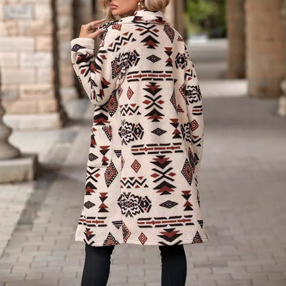 Women's fashionable teddy jacket with a unique geometric pattern NOVAE