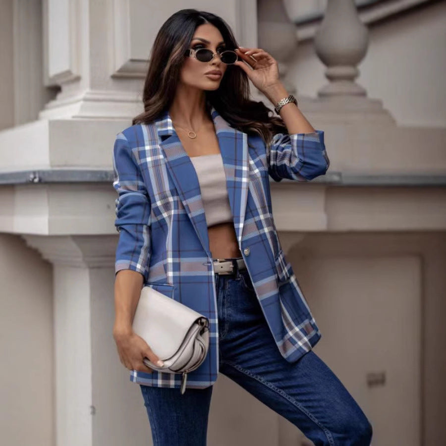 Women's Checkered Blazer with Classic Details NOVAE