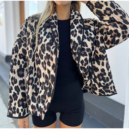 Women's plus-size blazer with animal print and elegant accents NOVAE