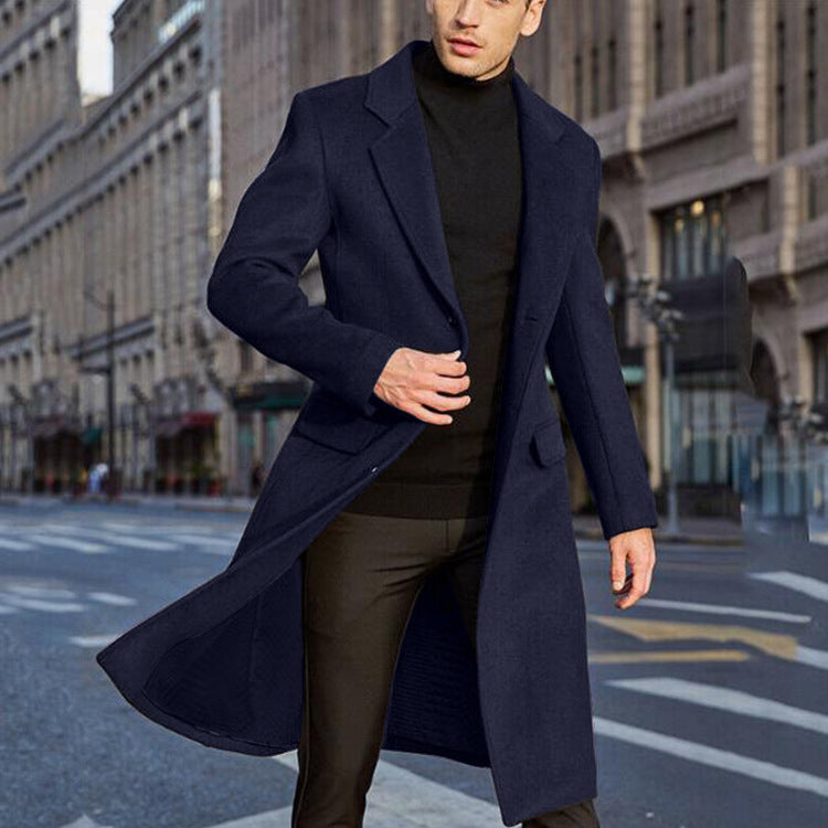 Men's elegant, classic cut coat with high collar NOVAE