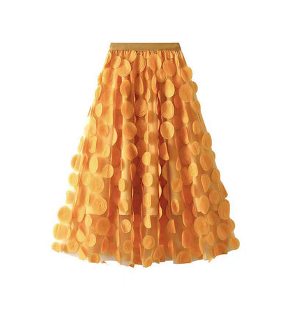 Women's Elegant Tulle Skirt with 3D Floral Appliqués NOVAE