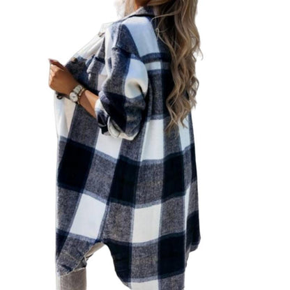 Women's Checkered Overshirt with Button-Down Design and Patch Pockets NOVAE