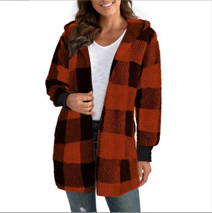 Women's long plaid coat made of soft material NOVAE