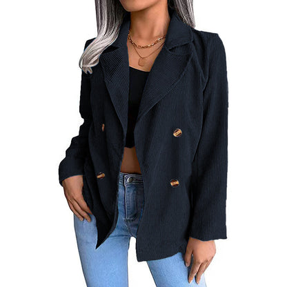Women's fashionable corduroy jacket with double button placket NOVAE