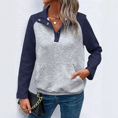 Women's casual sweater with structured design and button placket NOVAE