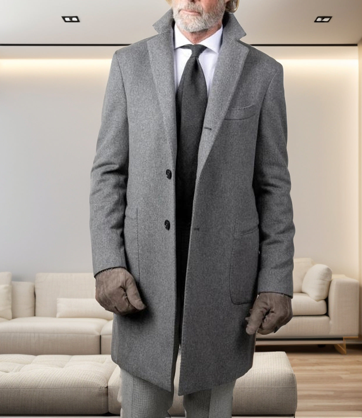 Men's elegant cotton trench coat with stylish pockets and modern cut NOVAE