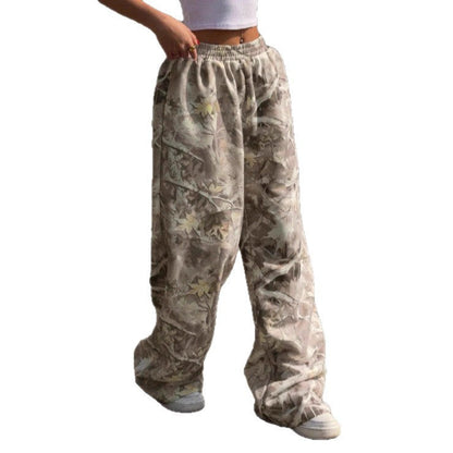 Women's Wide-Leg Printed Trousers with Elastic Waistband NOVAE