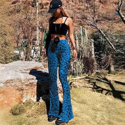 Women's flared leggings with trendy leopard print NOVAE