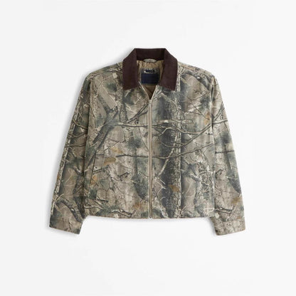 Men's casual jacket in a modern camouflage design with a high-closing collar NOVAE