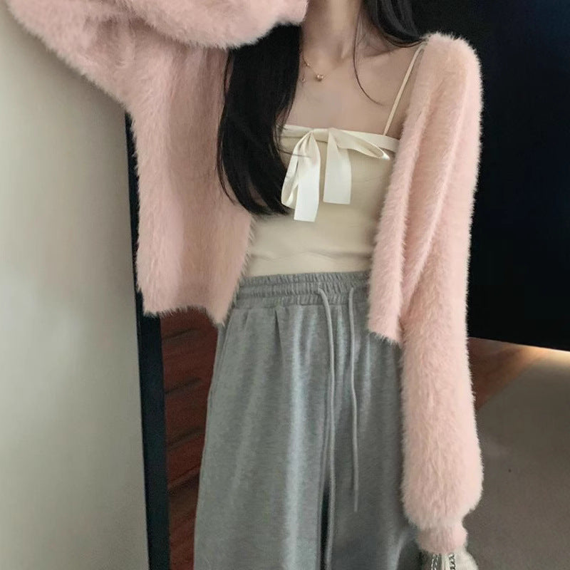 Women's Fluffy Cardigan with Wide Sleeves and Comfortable Cut NOVAE