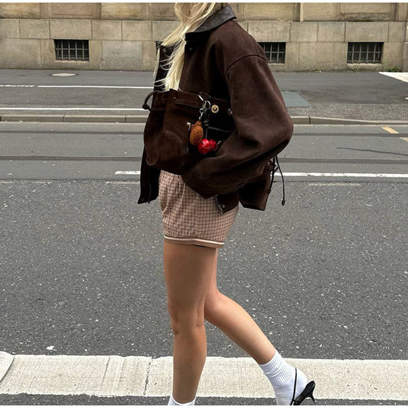 Women's leather jacket in a modern utility style NOVAE