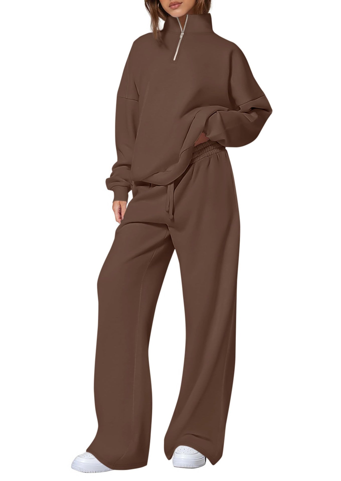 Women's casual sweatpants set with stand-up collar and zipper NOVAE