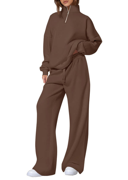 Women's casual sweatpants set with stand-up collar and zipper NOVAE