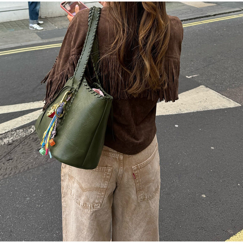 Women's casual suede jacket with fringe and pockets NOVAE