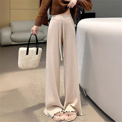 Women's Flowing Knit Trousers with Soft Material and Elegant Hem NOVAE
