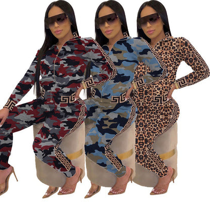 Women's tracksuit with urban leopard print and comfortable details NOVAE